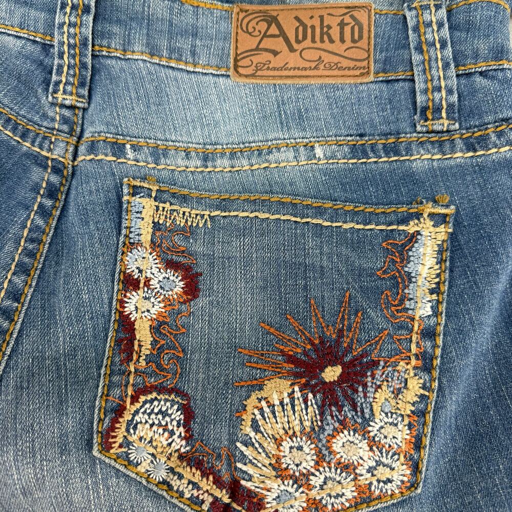 Adiktd Jeans Women's 8/W30x31 Low Rise Straight Floral Embroidered Western Boho - Picture 5 of 15